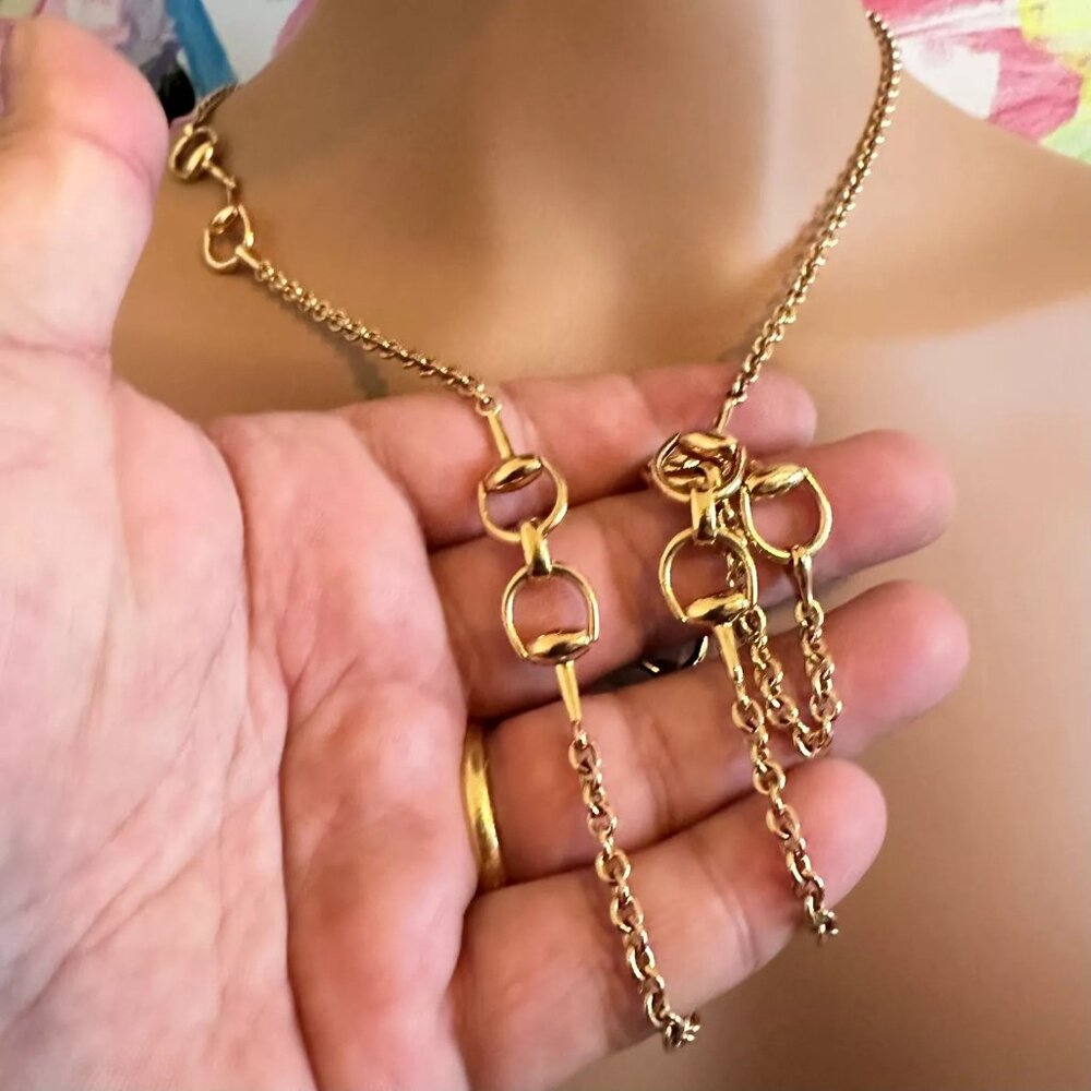Rare! Authentic Gucci 18k Yellow Gold Horsebit 34.5" Long Chain Sautoir Necklace - Picture 6 of 11